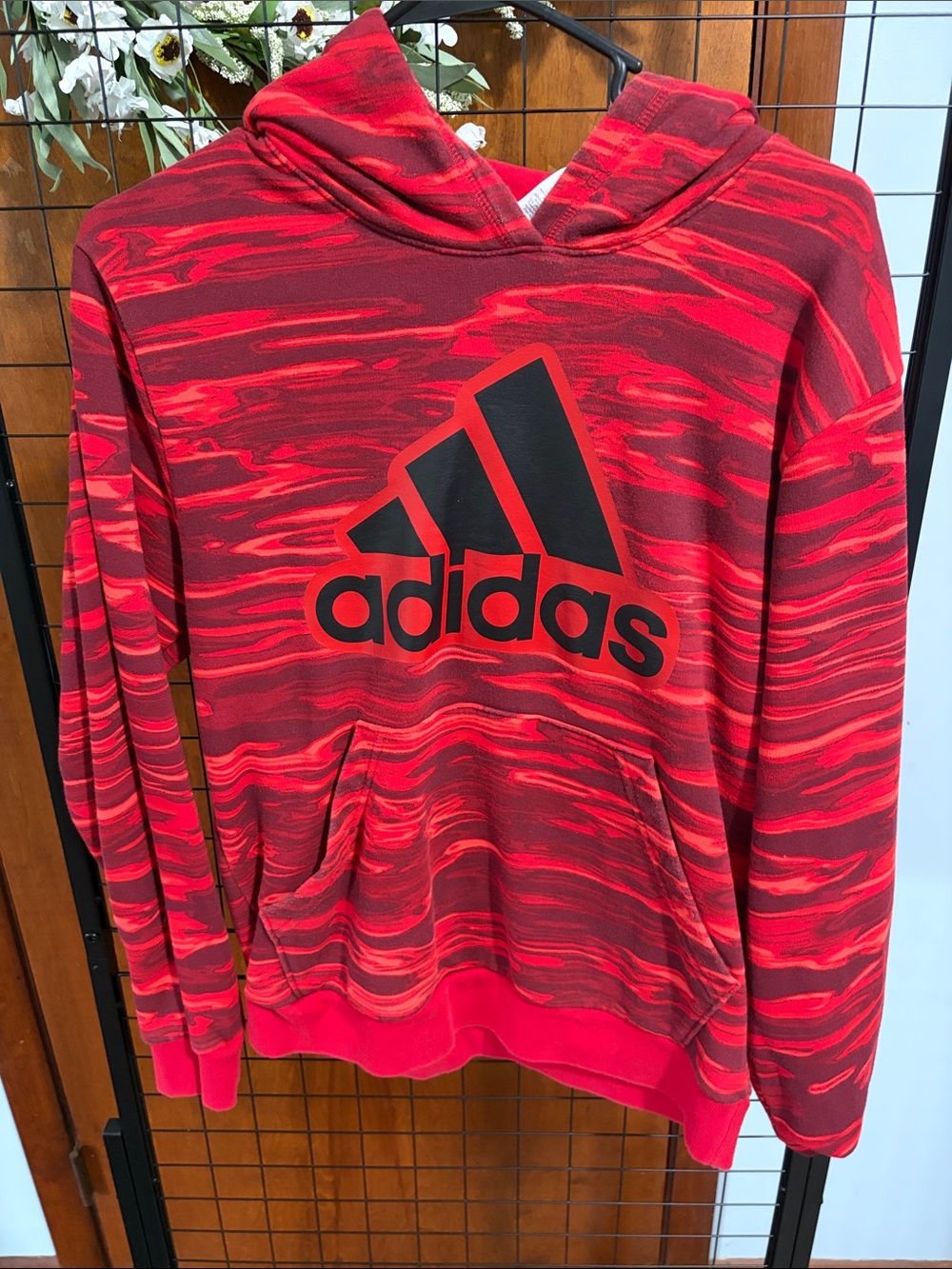 adidas Red and Dark Red Graphic Hoodie
